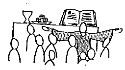 Children gathered around the altar